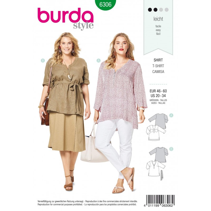 Burda 6820 Burda Style Tops, Shirts, Blouses