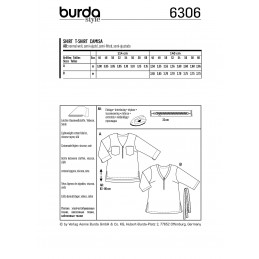 Burda Style Women's V Neck Top Blouse Shirt Casual Wear Sewing Pattern 6306