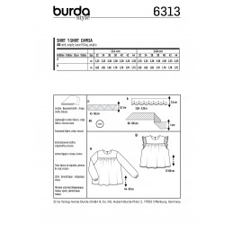 Burda Style Misses' Babydoll Top Blouse Casual Wear Sewing Pattern 6313