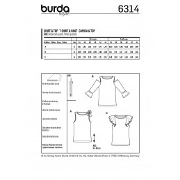 Burda Style Misses' Top With Sleeve Frills Casual Wear Sewing Pattern 6314