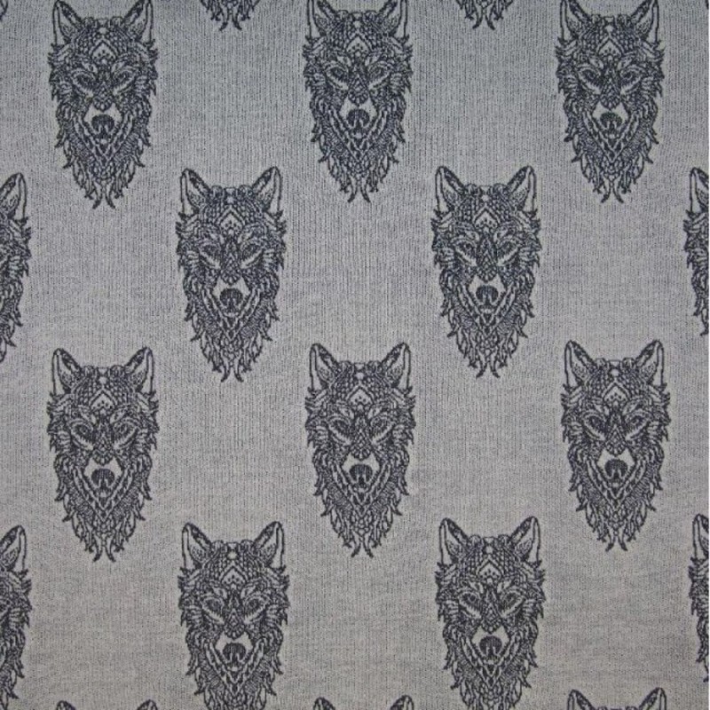 Cotton Elastane Jersey Stretch Fabric Wolf Wolves Knit Animals Wild