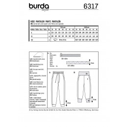 Burda Style Misses' Jogging Bottoms Pull On Trousers Casual Sewing Pattern 6317