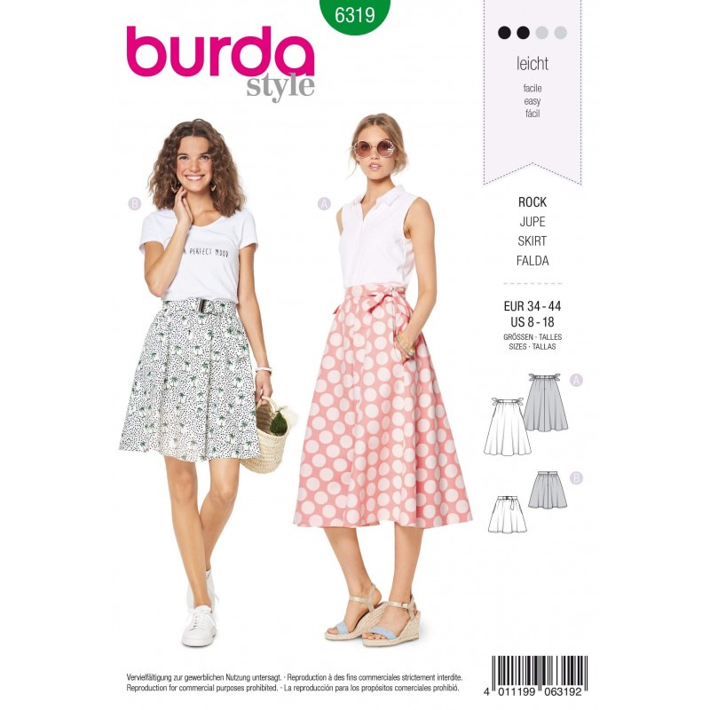 Burda Style Misses' Bell Shaped Flared Skirt Summer Wear Sewing Pattern 6319
