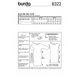 Burda Style Misses' Simple Dress Batwing Sleeves Sewing Pattern 6322