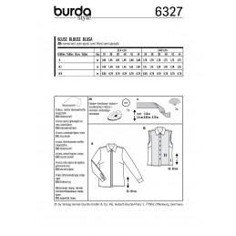 Burda Style Misses' Shirt in Blouse Style Top Cuffed Sleeves Sewing Pattern 6327