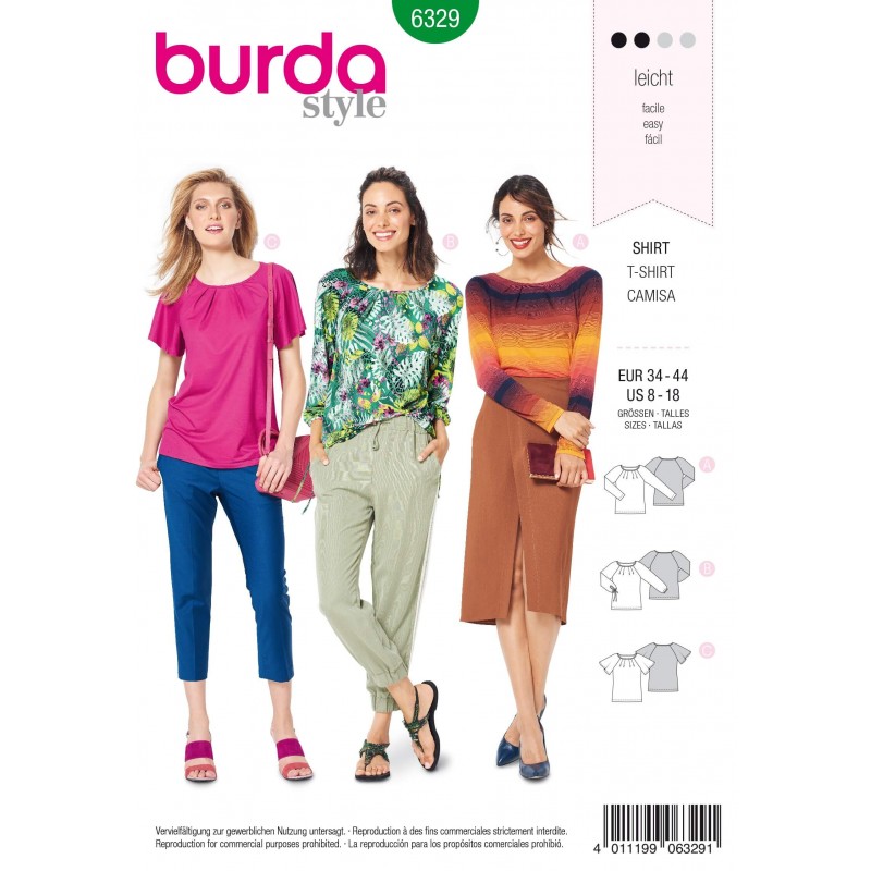 Burda 6820 Burda Style Tops, Shirts, Blouses