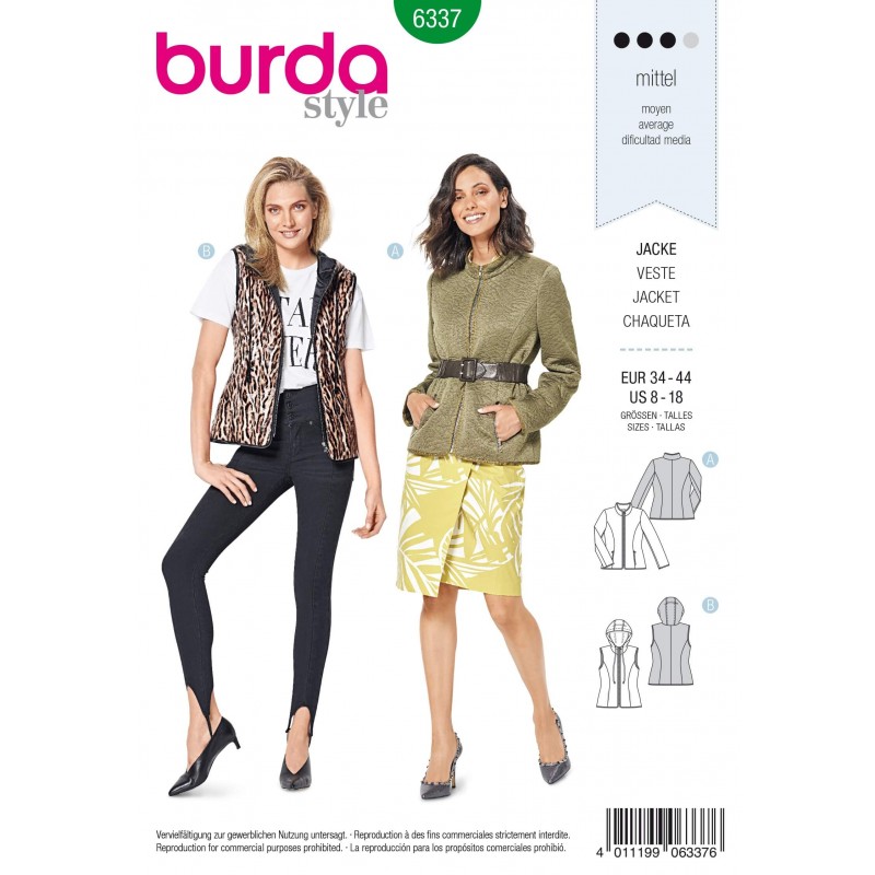 Burda Style Misses' Trendy Quilted Jacket Fashion Coat Sewing Patte...