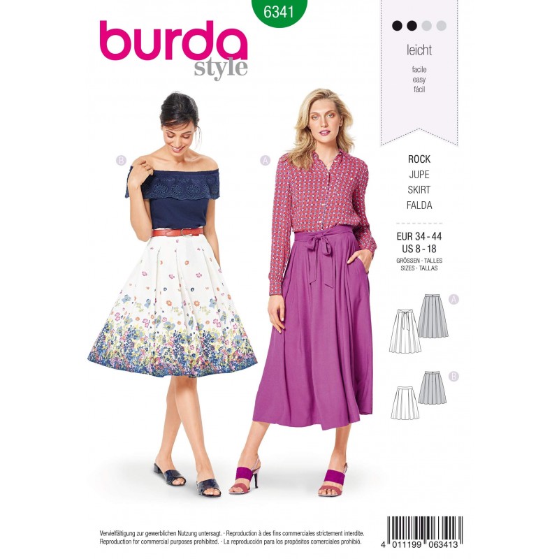 Burda Style Misses' Inverted Pleat Skirt in 2 Lengths Summer Sewing Pattern 6341
