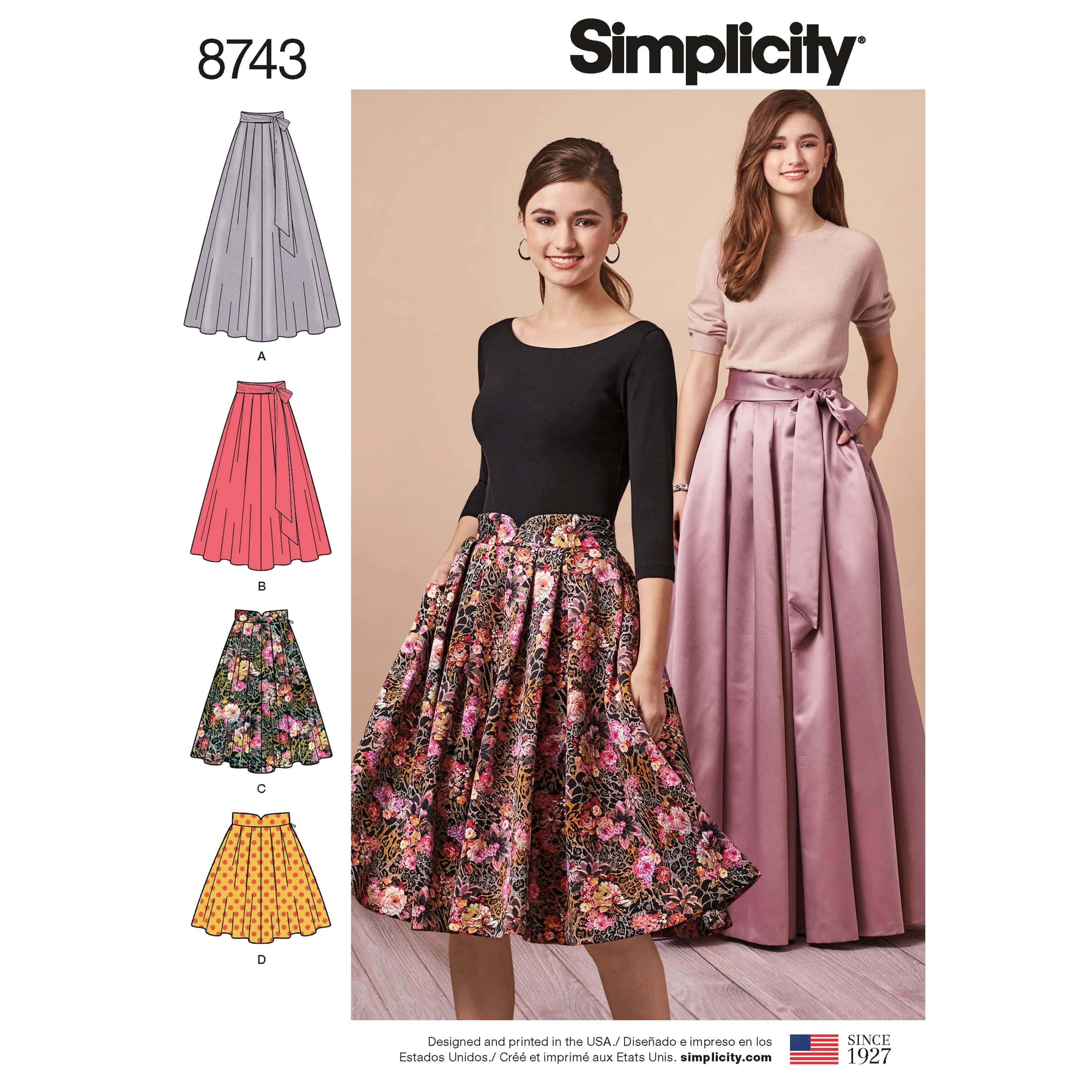 Simplicity Pattern 8743 Misses Multi Length Full Pleat Skirts Sewing Pattern