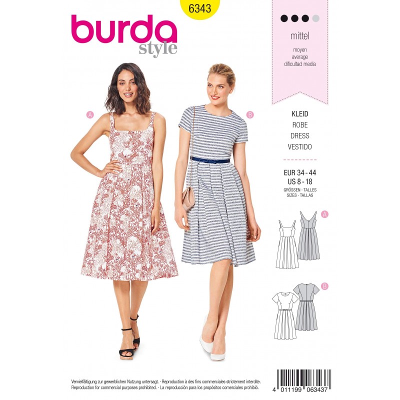 Burda Style Misses' Pinafore Pleated Dress Summer Wear Sewing Patte...