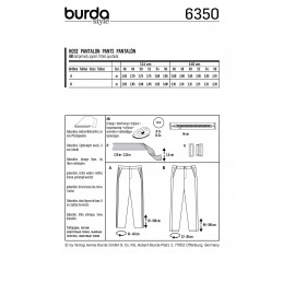 Burda Mens Trousers with Angled Pockets Casual & Formal Wear Sewing Pattern 6350