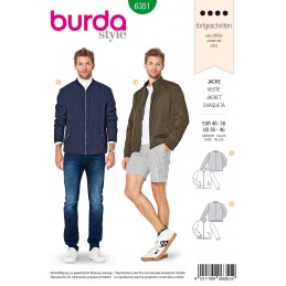 Burda Men's Blouson Jacket Coat Outdoor Clothing Sewing Pattern 6351