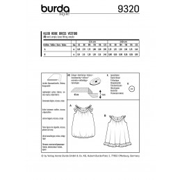 Burda Style Child's Girl's Pinafore Summer Dress Frilly Sewing Pattern 9320