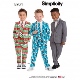 Simplicity Sewing Pattern 8764 Boy's Special Occasion Suits and Ties