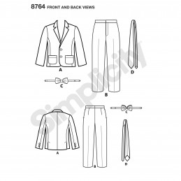 Simplicity Sewing Pattern 8764 Boy's Special Occasion Suits and Ties