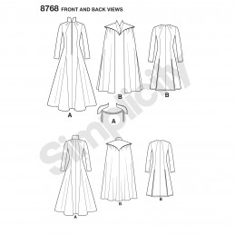 Simplicity Sewing Pattern 8768 Women's Fantasy Costume Gown Coat