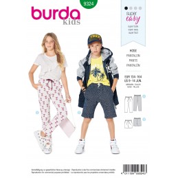 Burda Style Child's Elasticated Waist Trousers Sewing Pattern 9324