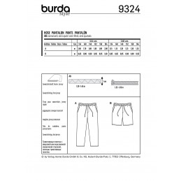 Burda Style Child's Elasticated Waist Trousers Sewing Pattern 9324