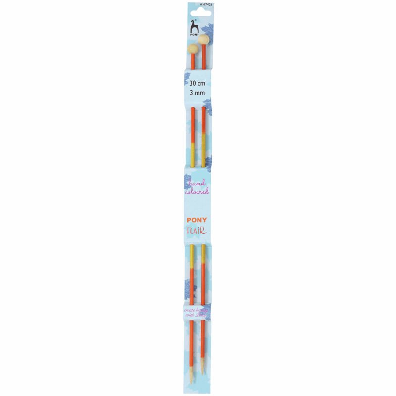 Pony 30cm Knitting Pins Single-Ended Hand Coloured Flair Needles Knit