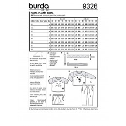 Burda Style Toddlers Pyjamas Set Sleepwear Sewing Pattern 9326