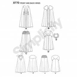 Simplicity Sewing Pattern 8770 Adult Unisex Costume Cosplay Cloaks and Capes