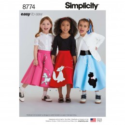 Simplicity Sewing Pattern 8774 Child and Girls Poodle Skirts 50s Costume
