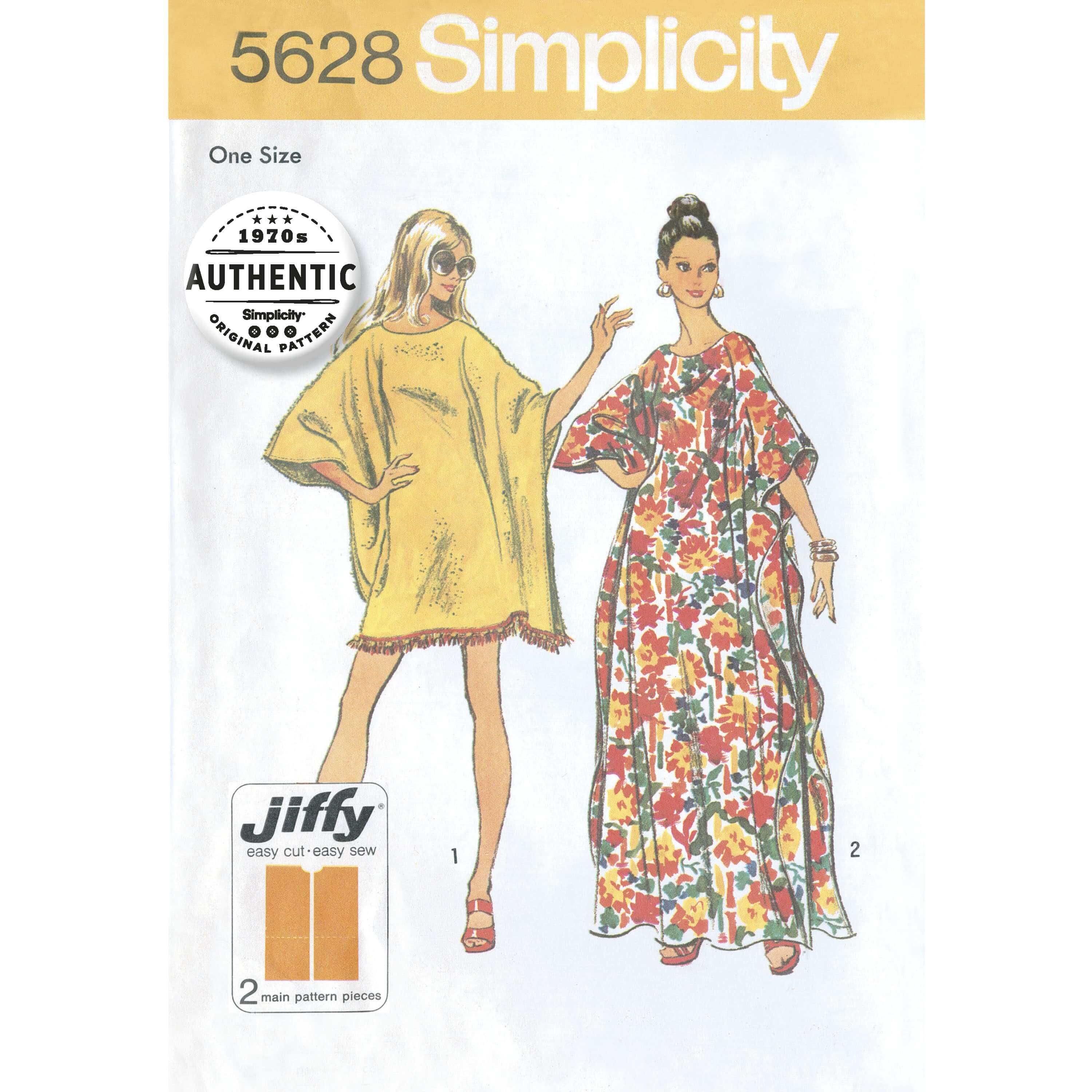 Simplicity Sewing Pattern 5628 Women's Easy to Sew 1970 Vintage Caftan