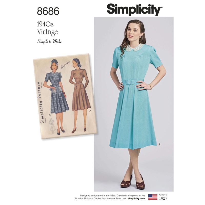 Simplicity Simplicity Pattern 8249 Misses' Vintage 1940's Gown and Dress