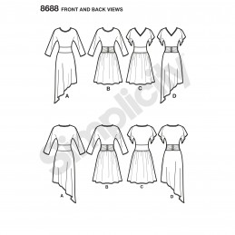 Simplicity Sewing Pattern 8688 Women's Ruched Waist Knit Dresses