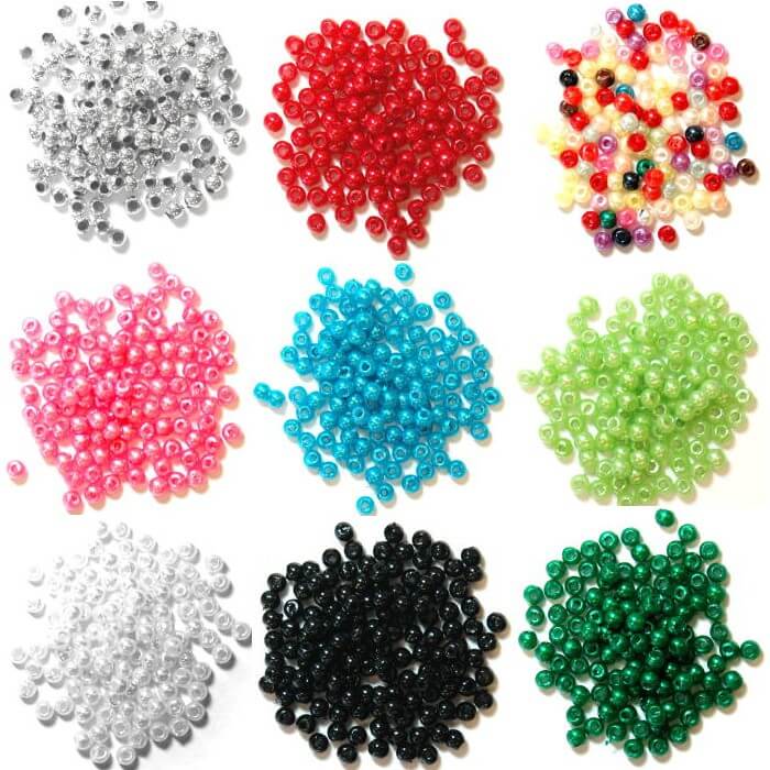 Silver 4mm Pearl Plastic Beads 7g Craft Factory