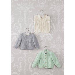 Knitting Pattern James C Brett JB527 Baby Chunky Cardigan & Vest