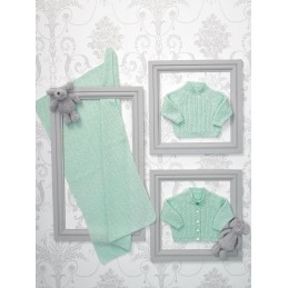 Knitting Pattern James C Brett JB559 Baby DK Cardigan Vest & Blanket