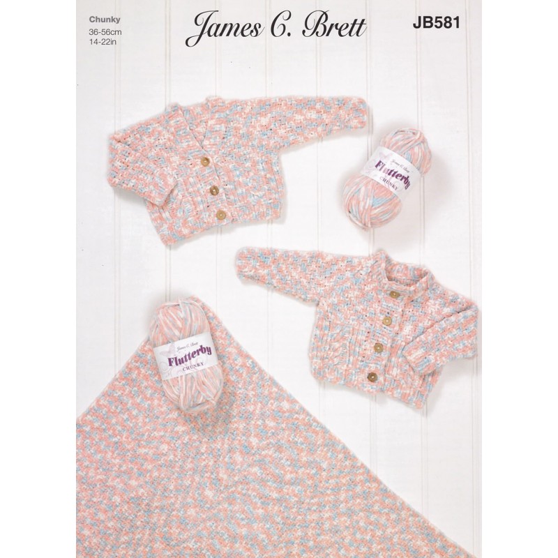 Knitting Pattern James C Brett JB581 Baby Chunky Cardigan & Blanket