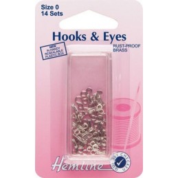 Hemline Hooks and Eyes: Nickel - Size 0