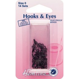 Hemline Hooks and Eyes: Black - Size 0 