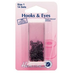 Hemline Hooks and Eyes: Black - Size 1