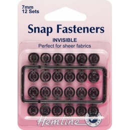 Hemline Sew On Snap Press Stud Fasteners Invisible Black or Clear 7mm