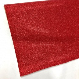 Fine Glitter Fabric Sparkly Vinyl Backed Material Decor 01 Crimson