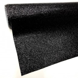 Fine Glitter Fabric Sparkly Vinyl Backed Material Decor 20 Jet Black