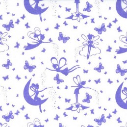 Polycotton Fabric Magical Fairies Fairy Wishes Fantasy Craft Material Lilac