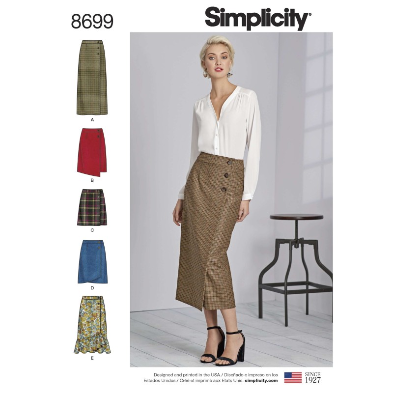 Simplicity Sewing Pattern 8699 Misses Button Wrap Front Skirts