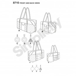 Simplicity Sewing Pattern 8710 Quilted Travel Duffle Carry Bags