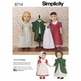 Simplicity Sewing Pattern 8714 18" Doll Vintage Inspired Dresses & Aprons