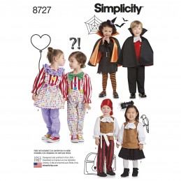 Simplicity Sewing Pattern 8727 Toddler's Halloween Classic Costumes