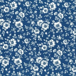 Copen Ivory 100% Cotton Poplin Fabric Rose & Hubble White Blooming Flowers