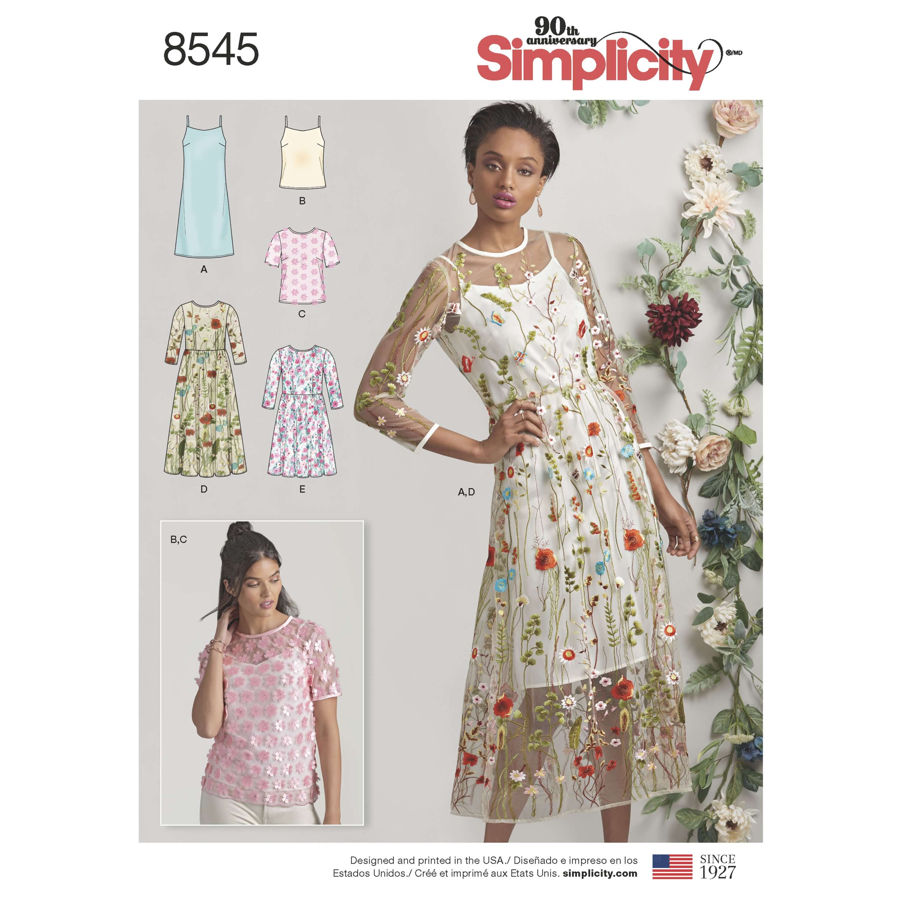 Simplicity Sewing Pattern 8545 Misses Sheer Dress with Slip or Camisole