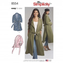Simplicity Sewing Pattern 8554 Misses Soft Trench Coat and Jacket