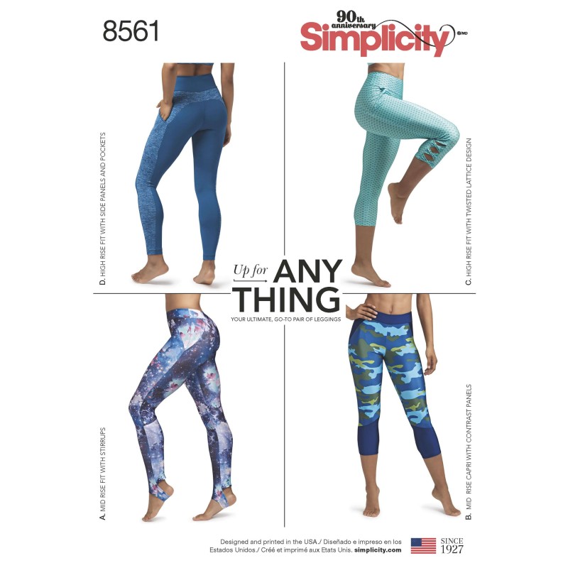 Simplicity Sewing Pattern 8561 Misses Knit Leggings Gym Workout Clothes