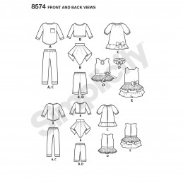 Simplicity Sewing Pattern 8574 14 Inch Doll Casual Clothes Separates