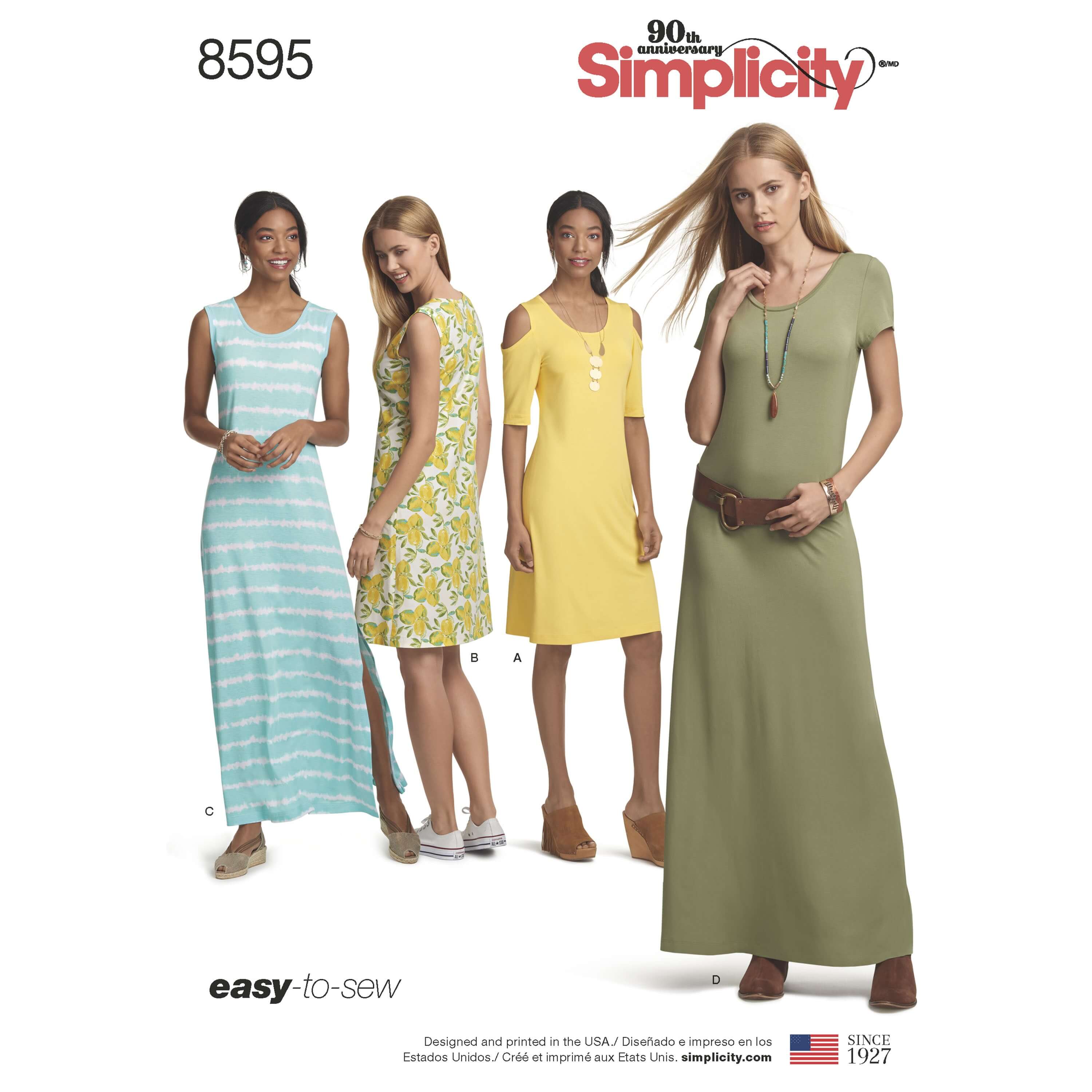 Simplicity Sewing Pattern 8595 Women's Knit Mini & Maxi Dresses Easy to Sew